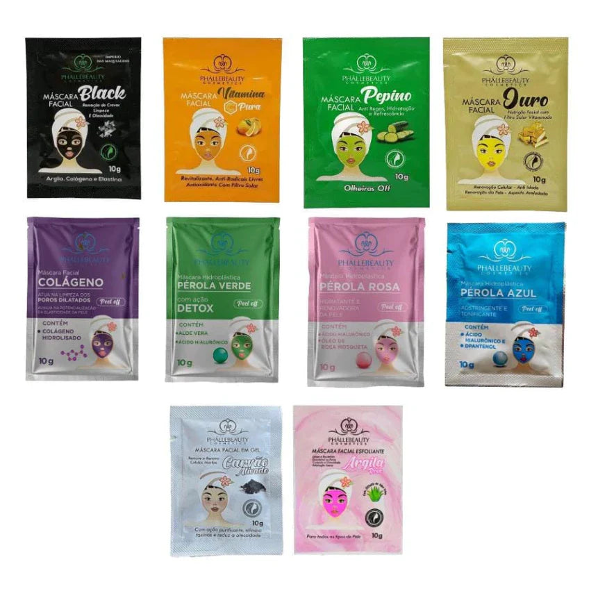Kit 10 Máscaras Faciais FLOWAH