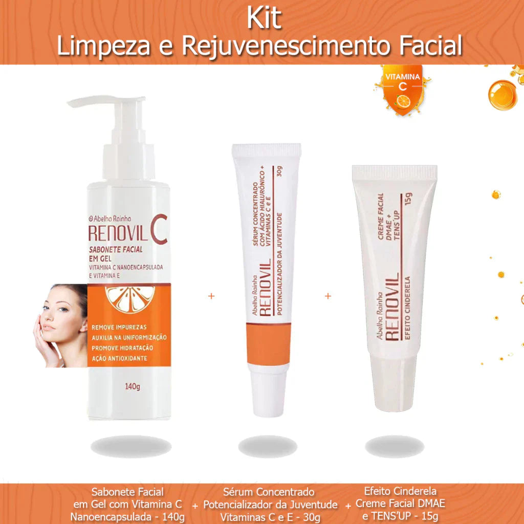 KIT COMPLETO RENOVIL – CUIDADO ANTI-IDADE 3 EM 1  💥 OFERTA ESPECIAL