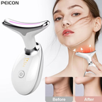 Massageador Portátil com Luz LED Vermelha/Azul/Verde - Redução Rugas e Estímulo Colágeno Facial