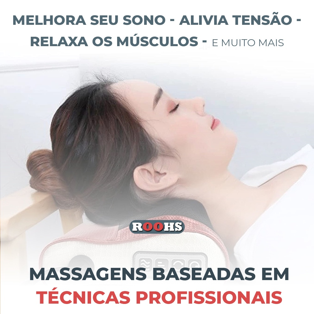 Almofada Encosto Massageadora Movimentos Shiatsu Infravermelho Linha Premium